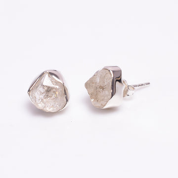 Raw Herkimer Diamond 925 Sterling Silver Stud Earrings