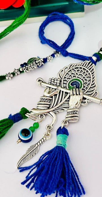 Handcrafted German Silver Krishna Rakhi