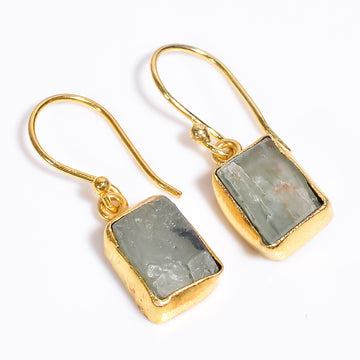 Rough Green Kyanite 18K Gold Plated Earrings