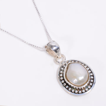 925 Sterling Silver Pendant With Box Chain Baroque Pearl Necklace