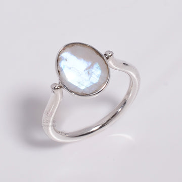 Rainbow Moonstone 925 Silver Reversible Flip Ring