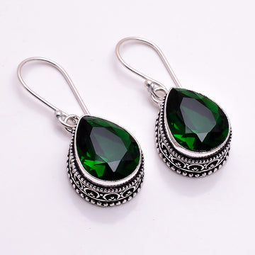 Chrome Quartz Pear Cut 925 Silver Plated Dangle Earrings