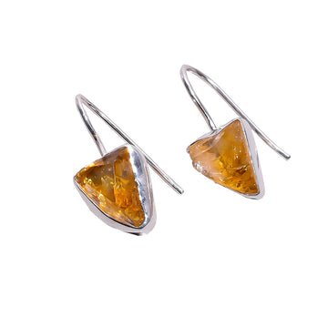 Citrine Raw Gemstone 925 Sterling Silver Earrings