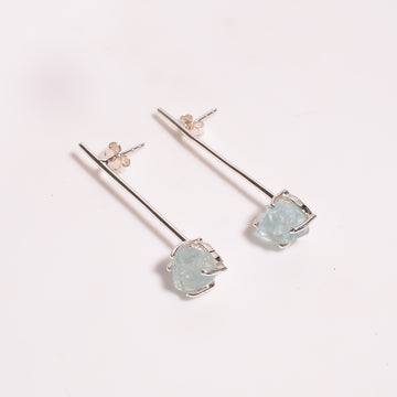 Natural Aquamarine 925 Sterling Silver Earrings