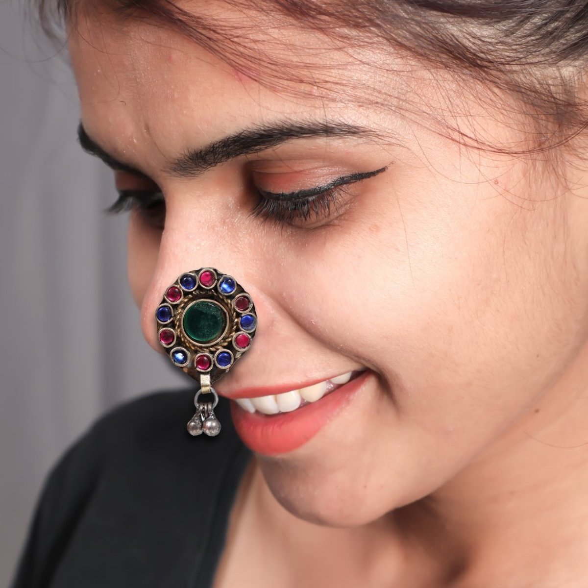 Afghan Jewelry Nose Pin Clip On| Pierced Nose Pin| Antique Glass