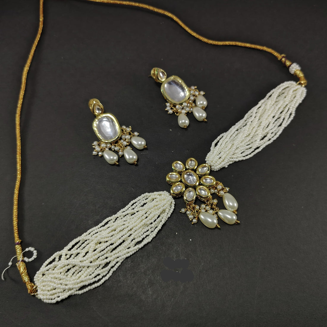 Tri Pearl Kundan Necklace