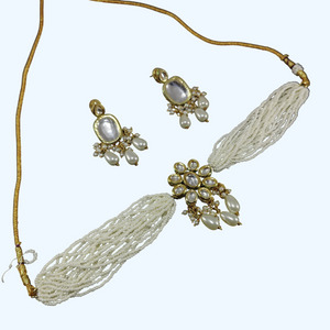 Tri Pearl Kundan Necklace