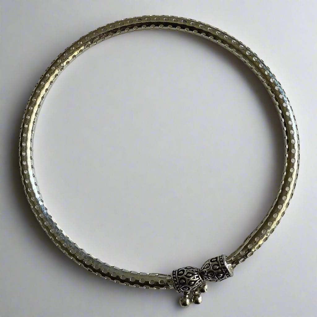 Textured Silver Classic Anklet