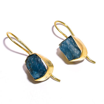 Rough Neon Apatite 18K Gold Plated Earrings
