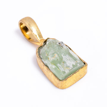 Raw Green Kyanite 18K Gold Plated Pendant