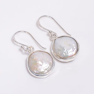 925 Sterling Silver Baroque Pearl Dangle Earrings