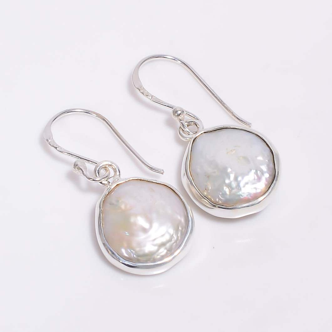 925 Sterling Silver Baroque Pearl Dangle Earrings