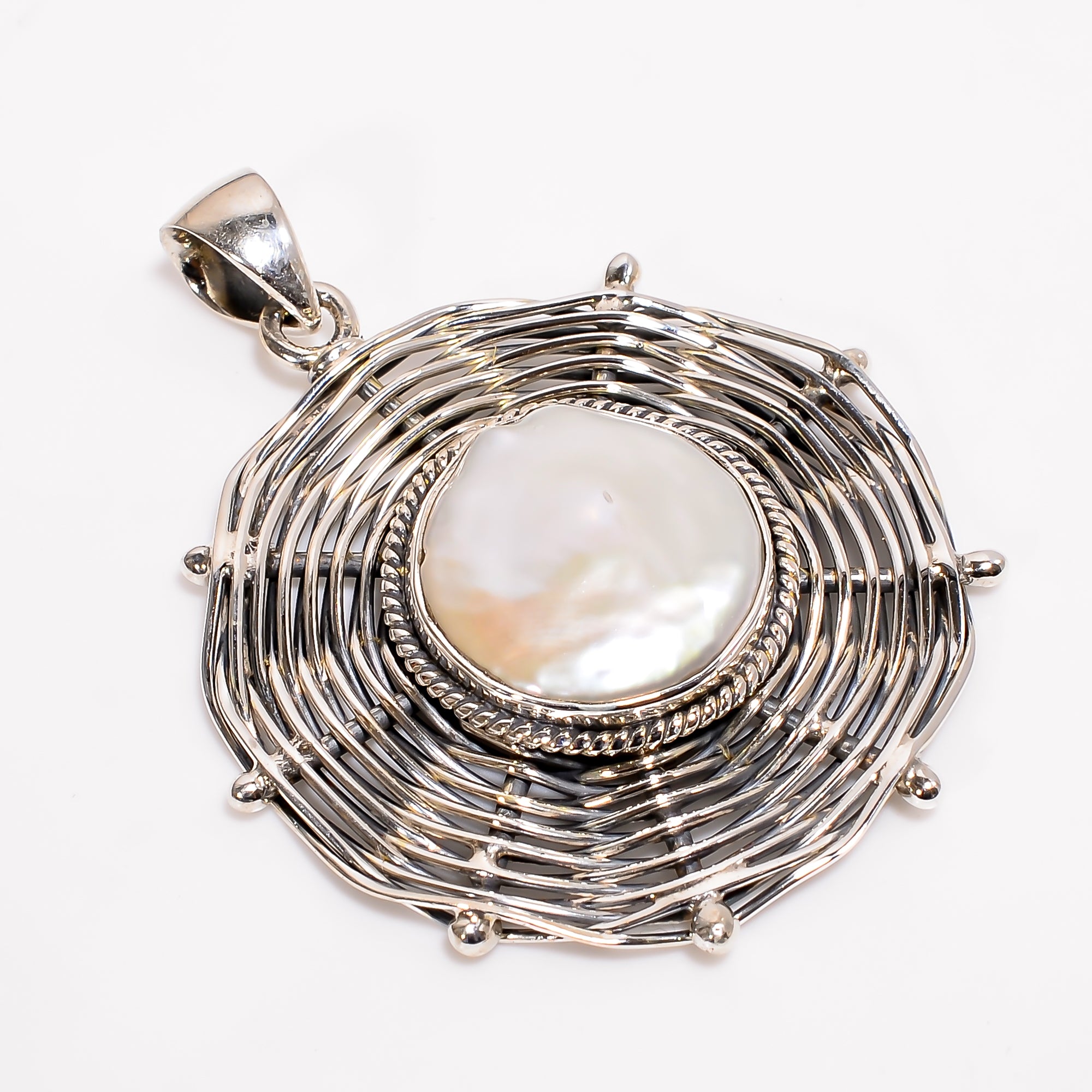 925 Sterling Silver Pendant Baroque Pearl Gemstone