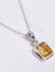 925 Sterling Silver Necklace Natural Citrine Emerald Cut Gemstone