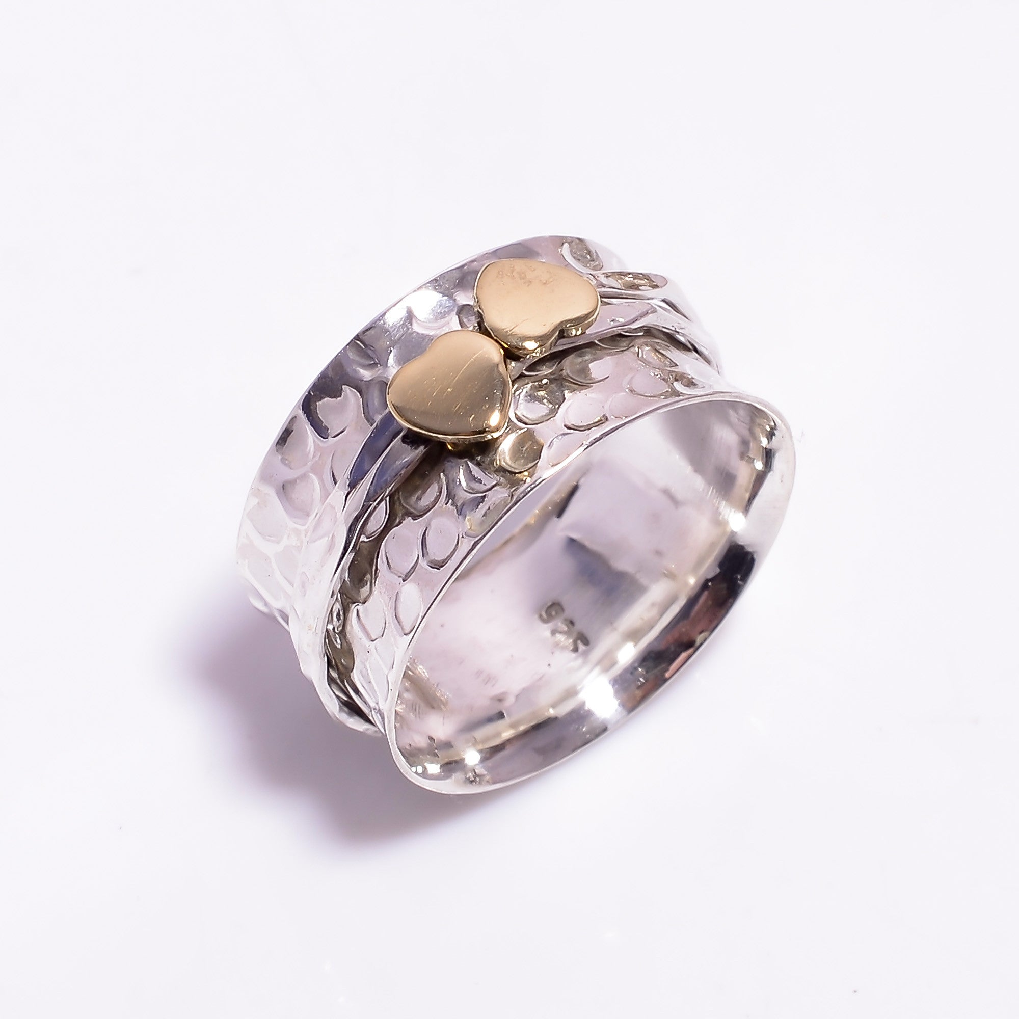 Heart Design 925 Sterling Silver Spinner Ring