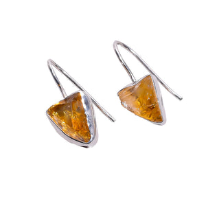 Citrine Raw Gemstone 925 Sterling Silver Earrings