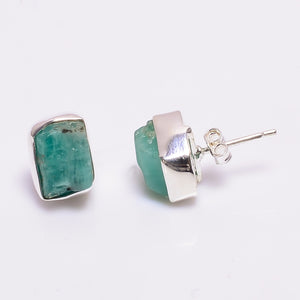 Amazonite Raw Gemstone 925 Sterling Silver Stud Earrings