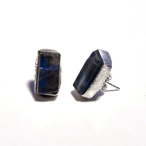 Raw Blue Kyanite Gemstone 925 Sterling Silver Stud Earrings