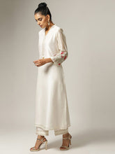 White Colour Pretty Chanderi Silk Kurta Set For Women