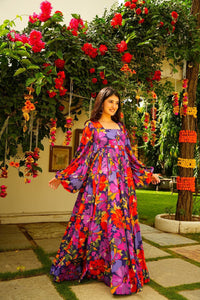 Multi Color Beautiful and Stylish Full Flair Gown for Women