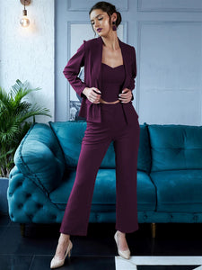 PURPLE JACKET TOP AND TROUSER CO-ORD SET