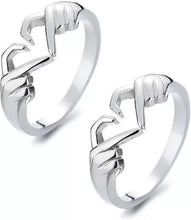 Pack of 2 Couple Hands Than Heart Thumb Finger Ring Metal Stainless Steel