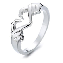 Pack of 2 Couple Hands Than Heart Thumb Finger Ring Metal Stainless Steel