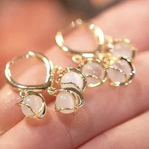 Gold Plated Cat Eye Earrings