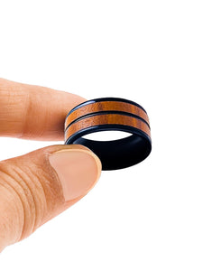 Saizen Stylish Brown Black Band Finger Ring for Men boys