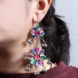 Multi Colour Vintage Afghani Tribal Earrings