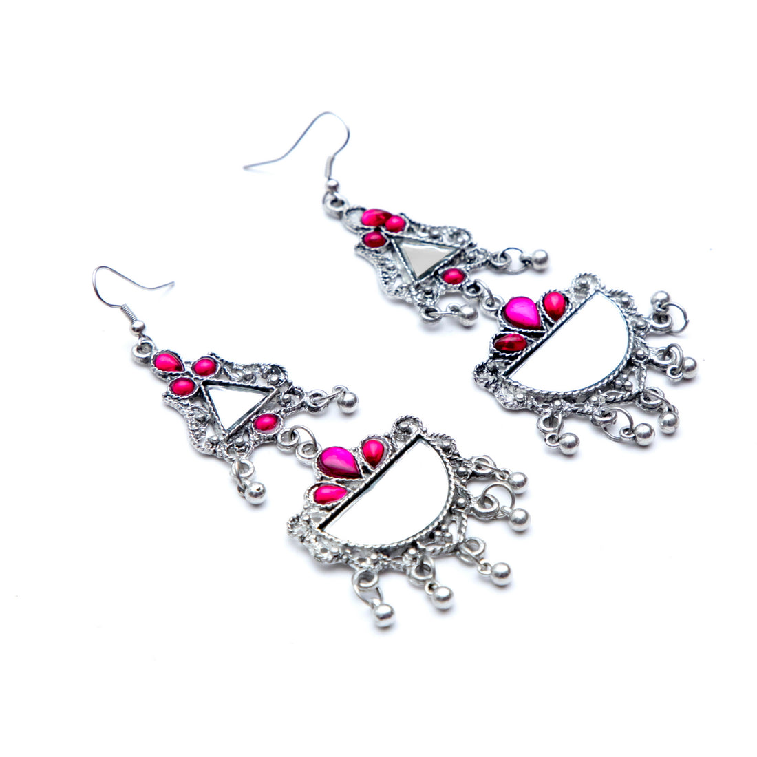 Stone Mirror Earrings (4 Colour available)