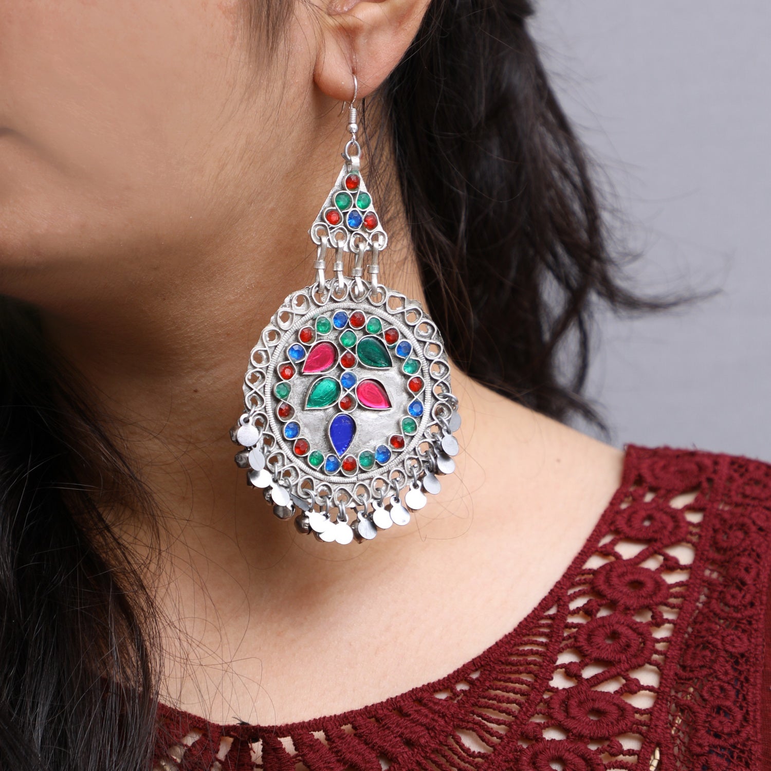 Silver Afghani Earrings (Lite Weight)