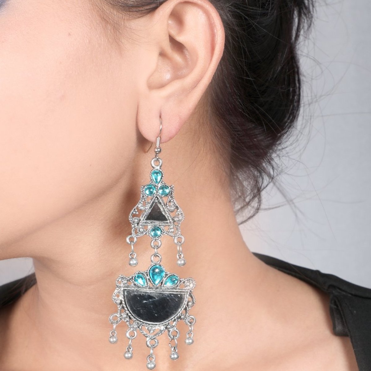 Stone Mirror Earrings (4 Colour available)